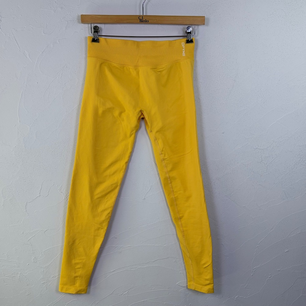 DFYNE Dynamic Seamless Leggings Womens XL Yellow High Waist Scrunch Butt Gym